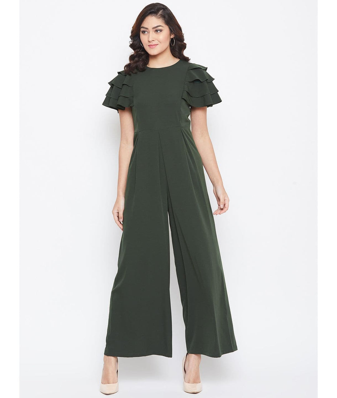 Relaxed Fit Jumpsuit With Ruffled Sleeves For Women & Girls⭐