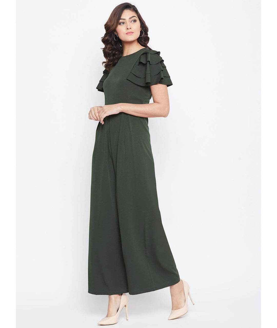 Relaxed Fit Jumpsuit With Ruffled Sleeves For Women & Girls⭐