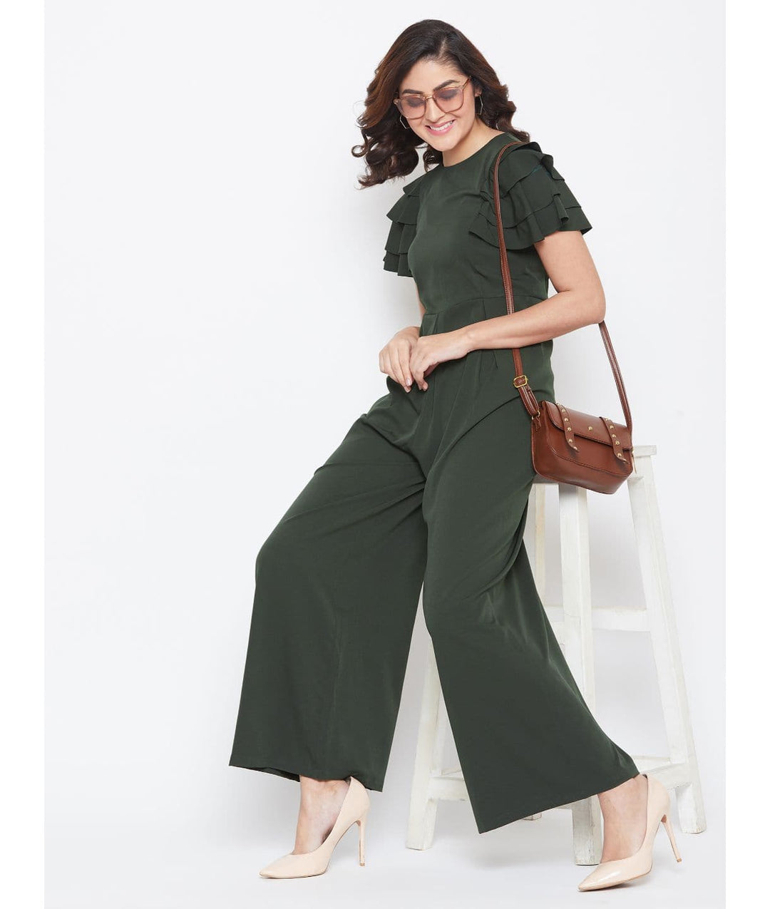 Relaxed Fit Jumpsuit With Ruffled Sleeves For Women & Girls⭐