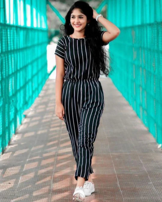 Attractive Black & white Stripe Fabulous jumpsuit For Women & Girls