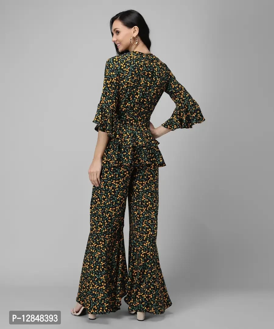 Trendy Yellow Rayon Floral Print Jumpsuit For Women