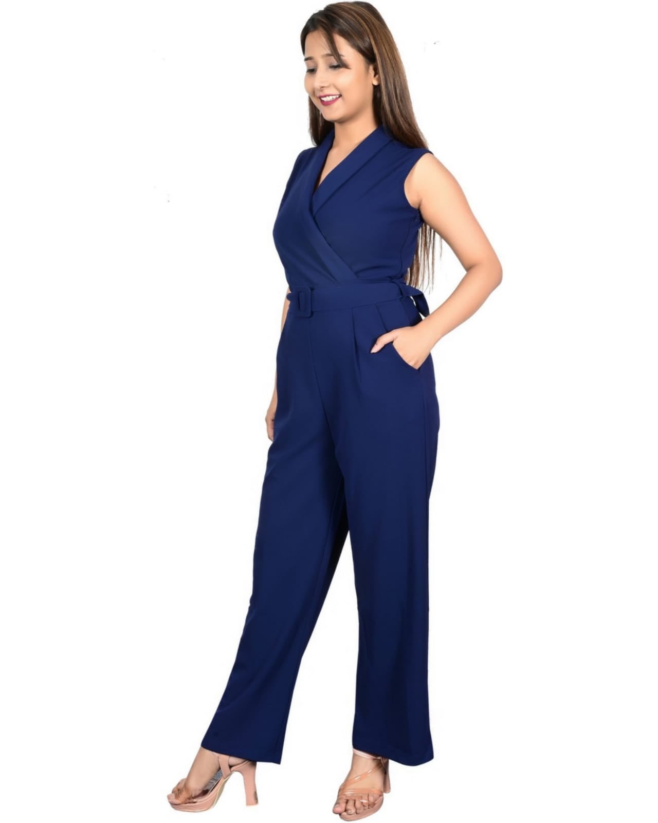 Women Casual Full Length, Comfort Fit, Straight Hemline Solid Green Jumpsuit