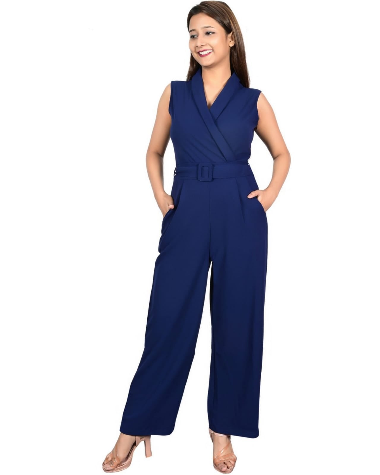 Women Casual Full Length, Comfort Fit, Straight Hemline Solid Green Jumpsuit