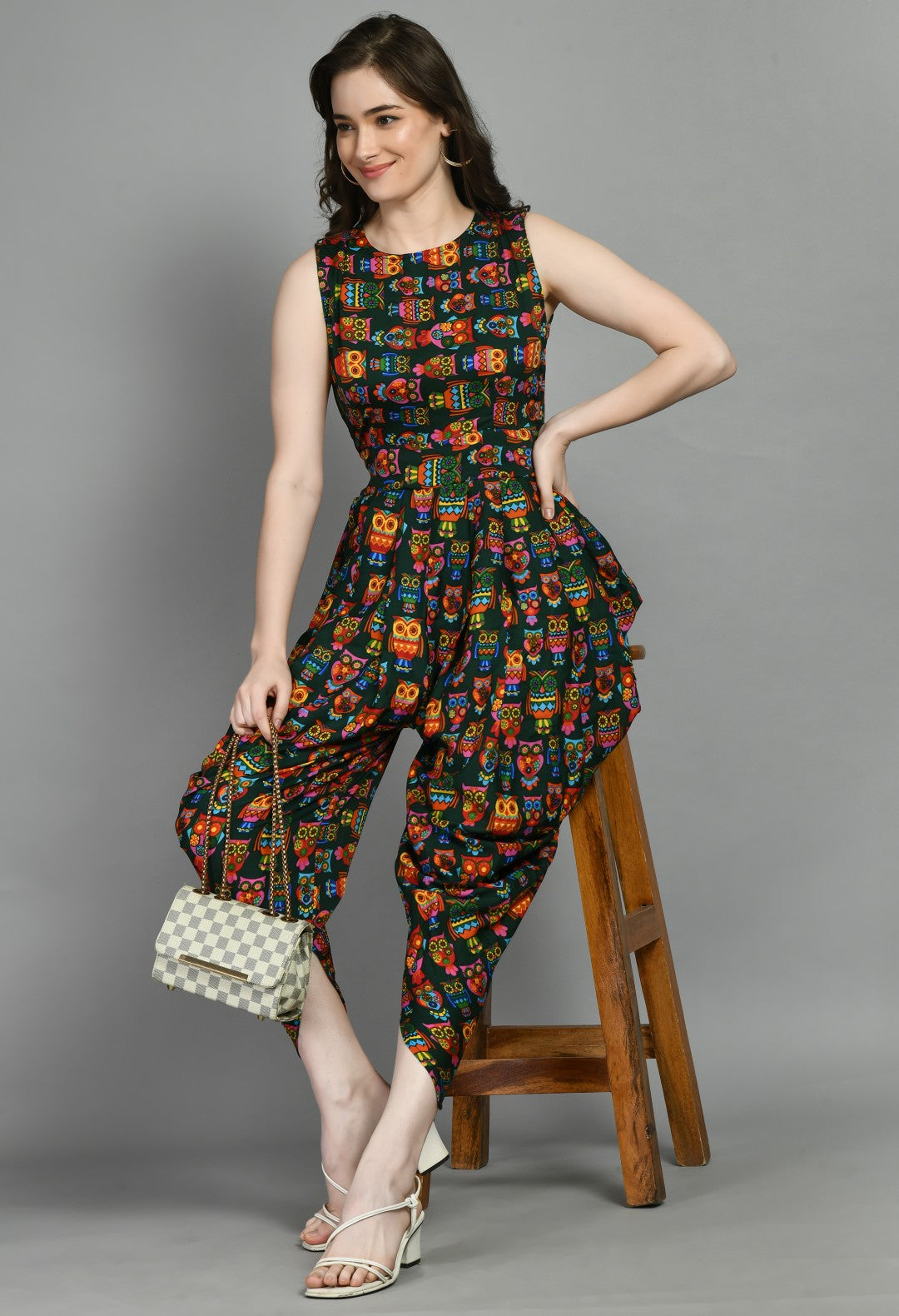 Latest Designs of Printed Dhoti Jumpsuit One Piece Dress For Women & Girls